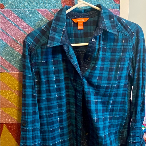 Joe Fresh plaid and silver strip button down shirt - Picture 1 of 1
